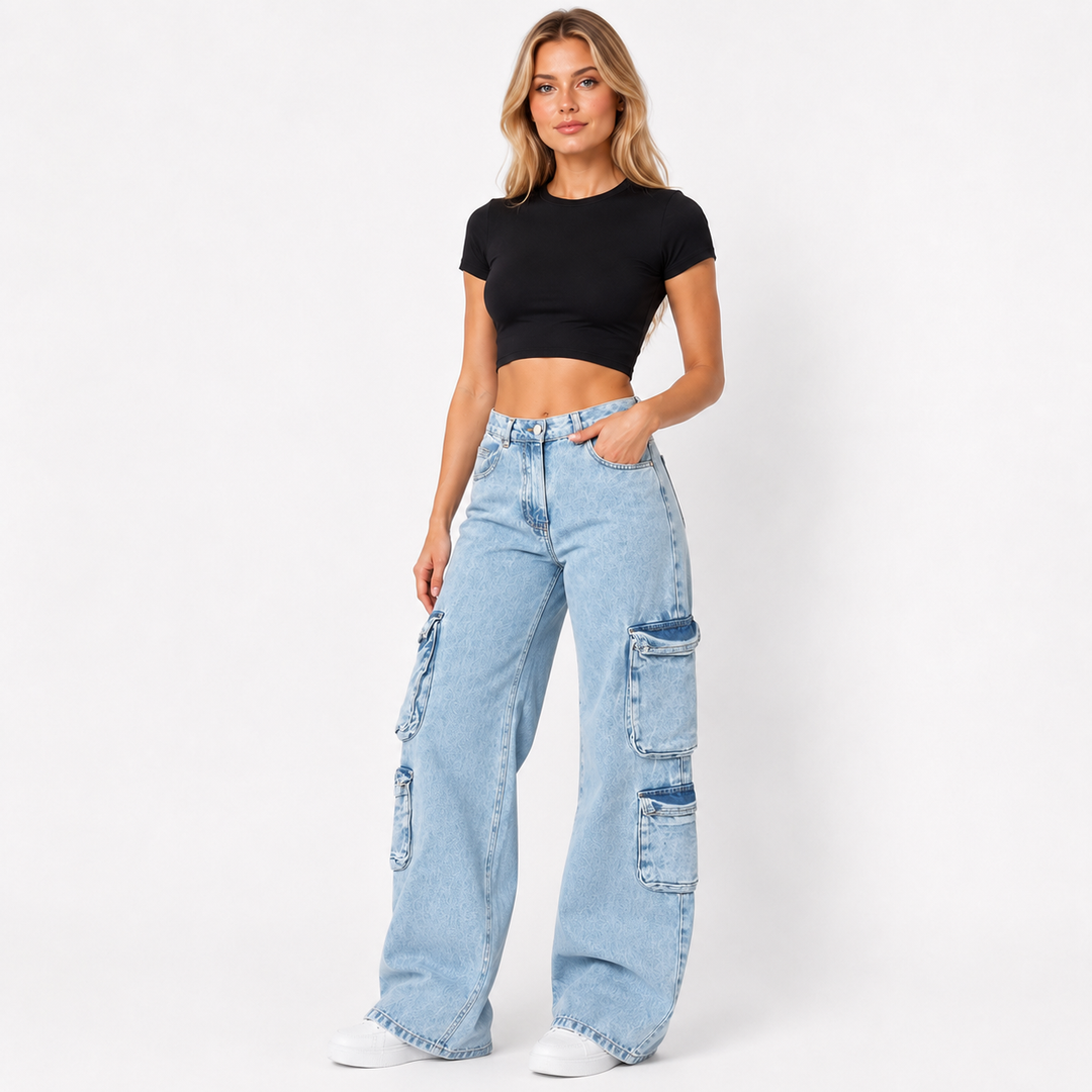 Blue high-waisted women&