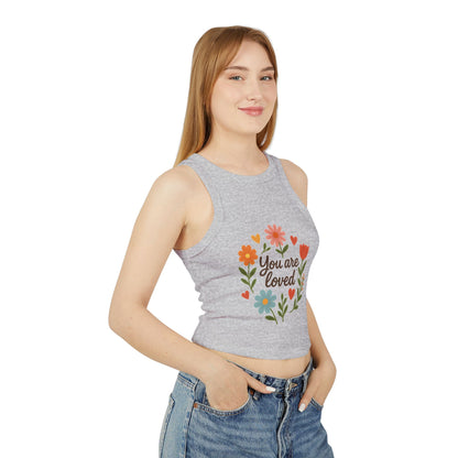 Women's Floral Quote Racer Tank – Ribbed Summer Fit