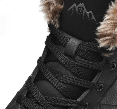 plus size men's snow boots taupe-brown with insulated feel fleece lining and mid-height shaft for snow and rain
