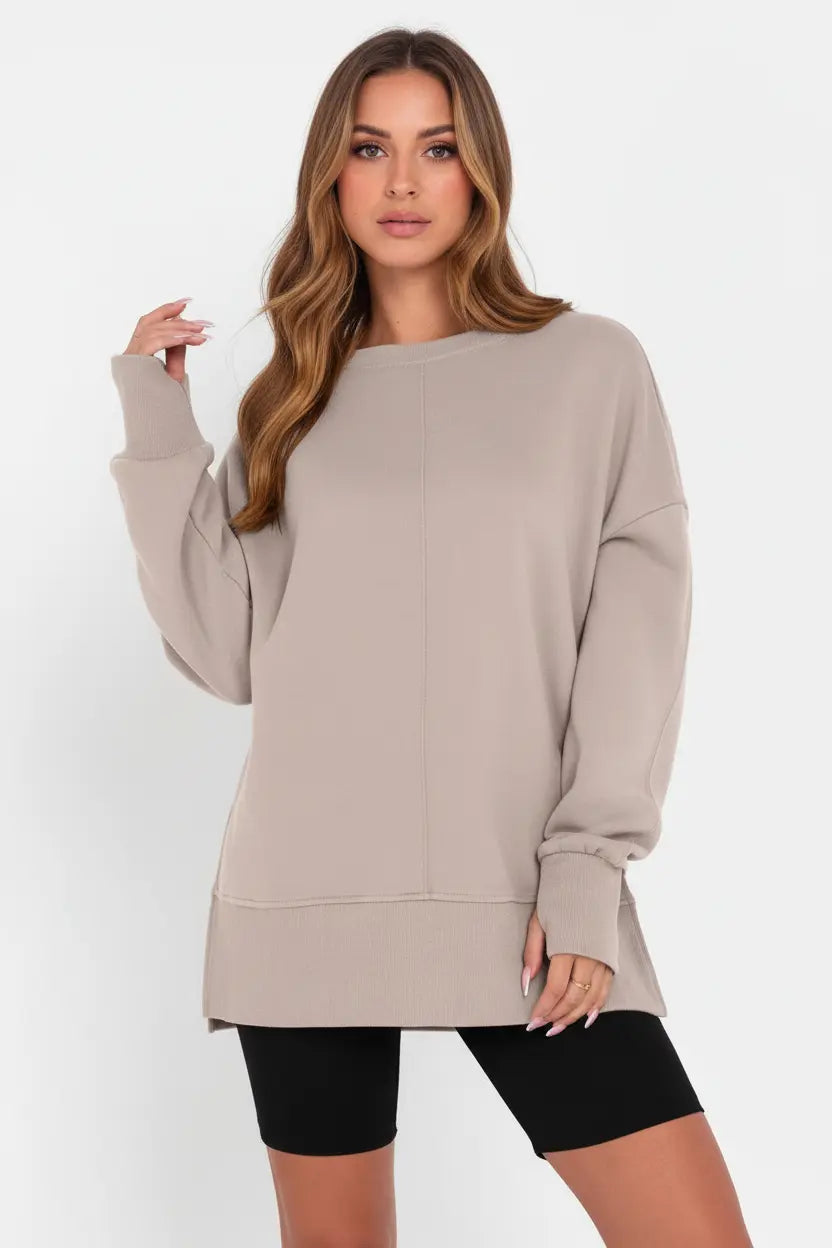 casual pullover sweater women full length relaxed proportion