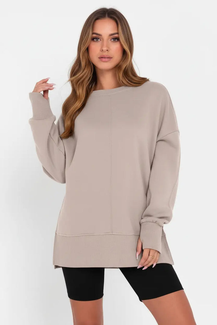 casual pullover sweater women full length relaxed proportion