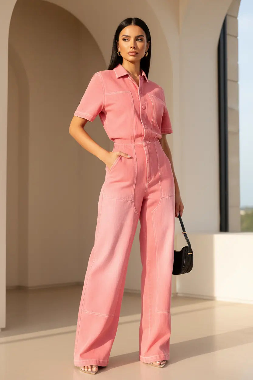 Workwear jumpsuit women minimal styling premium finish look