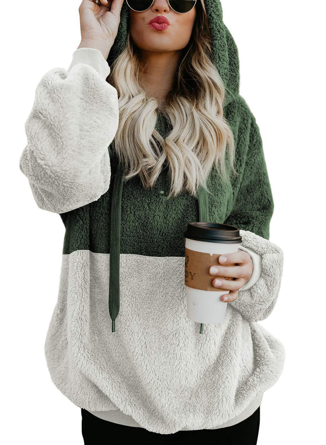 casual hooded sweater jacket women green relaxed silhouette street style