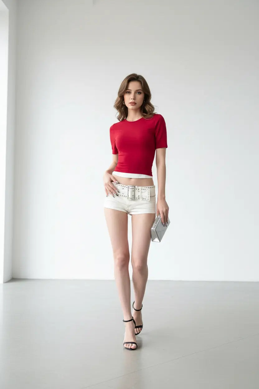 Women's Low Waist Rivet Denim Shorts Bold Luxury Fit XL