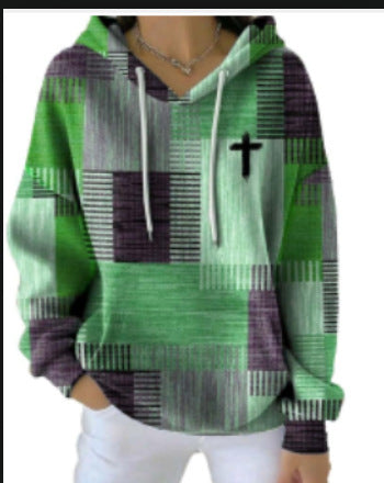 Stylish Casual Women's Plaid Hoodie Retro Pullover Fit