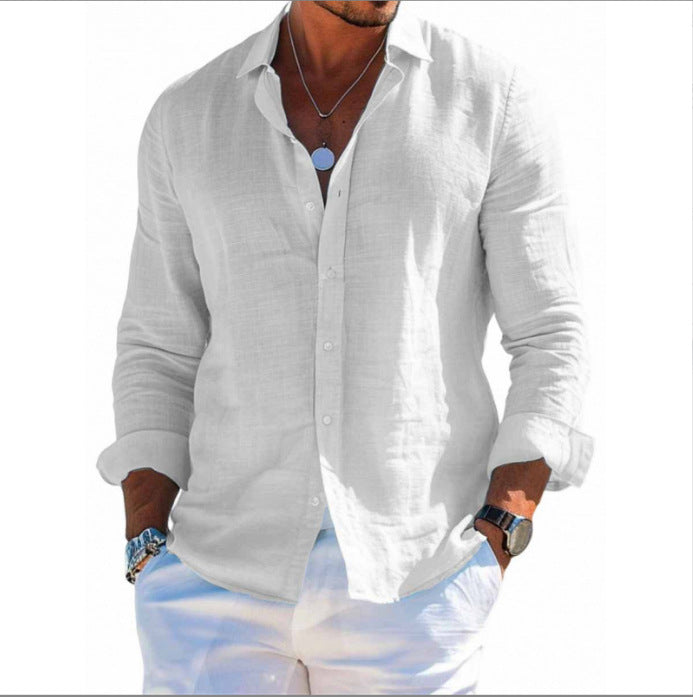 Men's Long Sleeve Shirts - Clean lapel look, beach