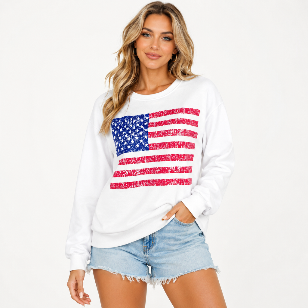 Women’s American Flag Sweatshirt Pullover