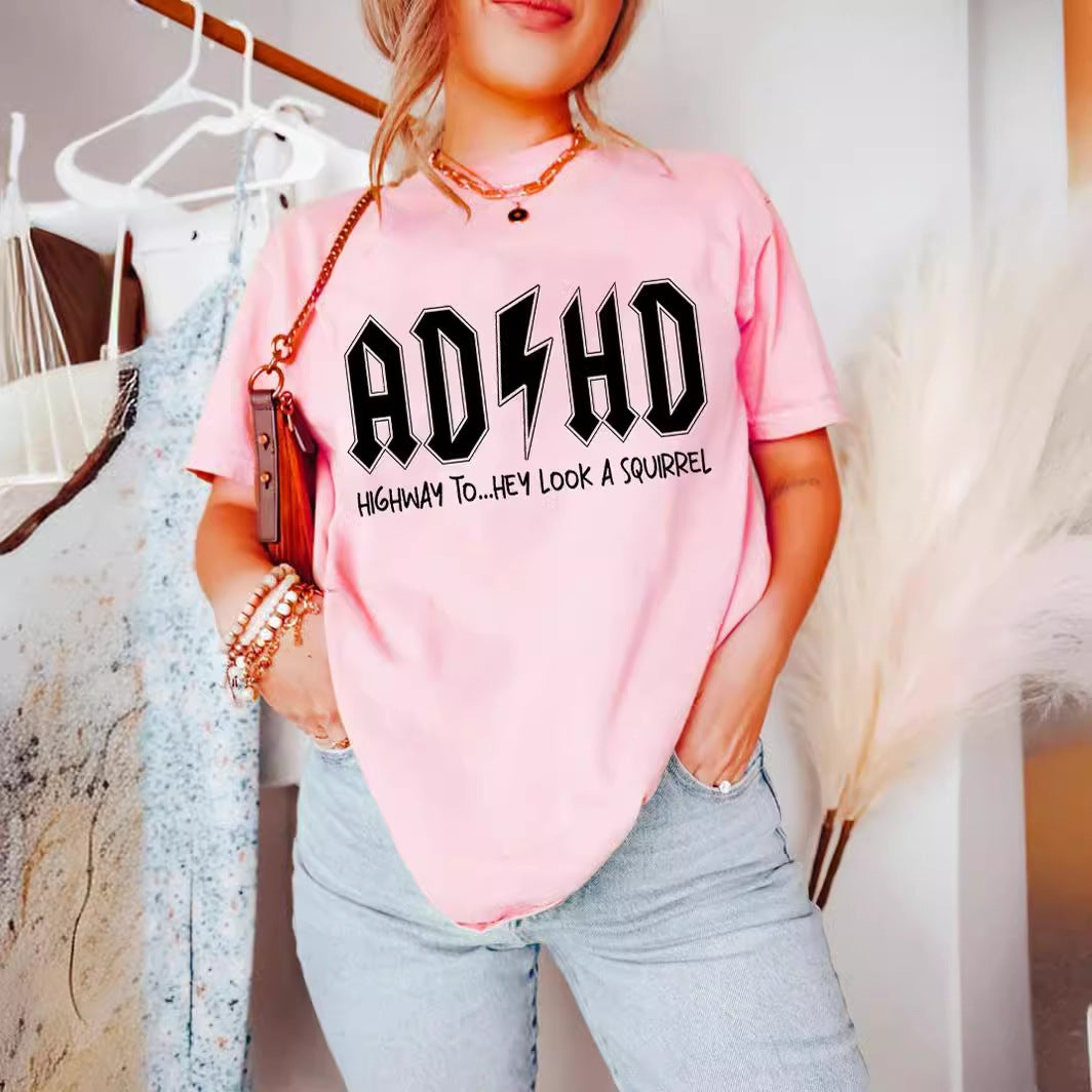 AD/HD Women Cotton T Shirt Iconic Rock Style Wear Now !