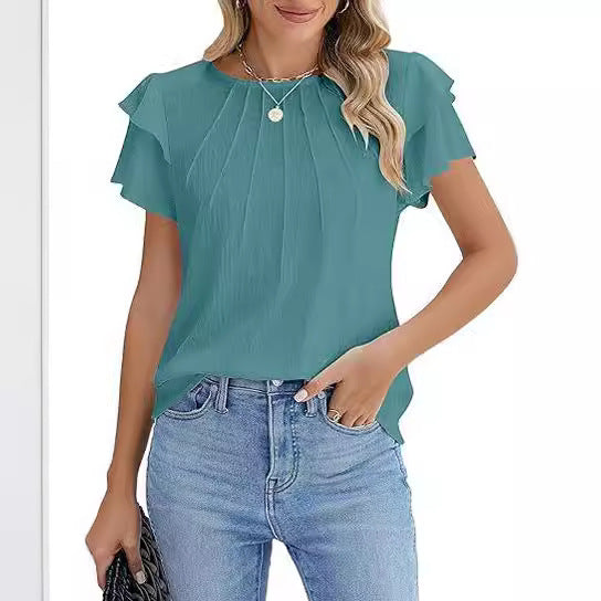 Summer Pleated Business Top Elegant Office Fit Premium!
