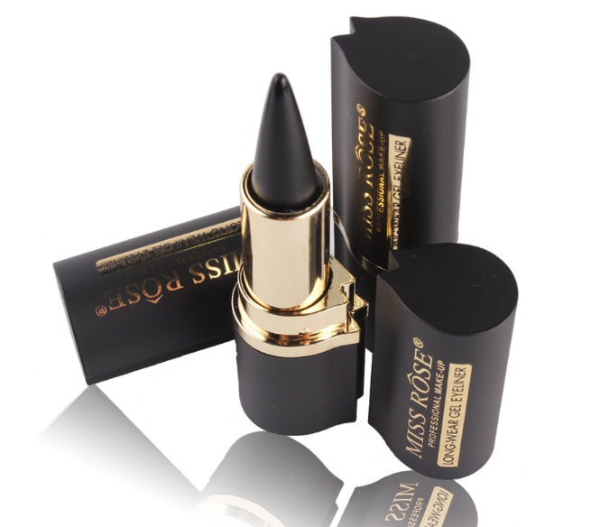 Matte black eyeliner pencil with waterproof feature, durable makeup design, and model 7402-020M for daily eye makeup styling.