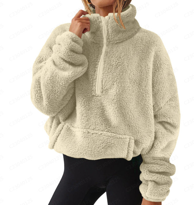 velvet fleece half zip sweater long sleeve fit silhouette preview