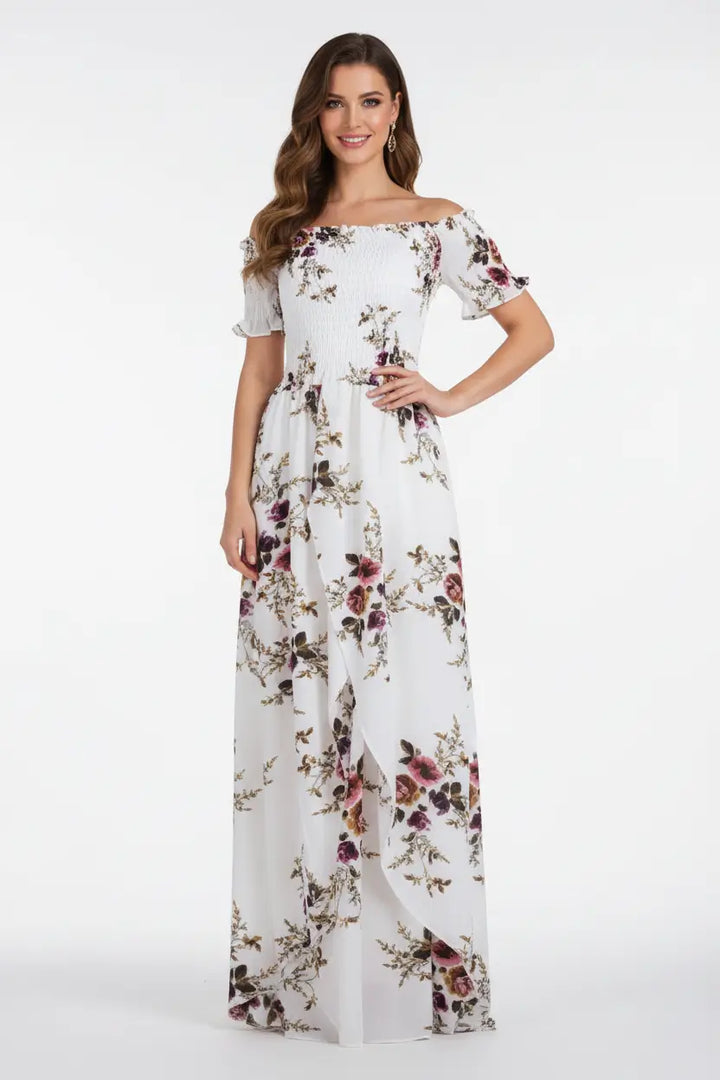 boho off shoulder long dress women elegant summer holiday fashion style