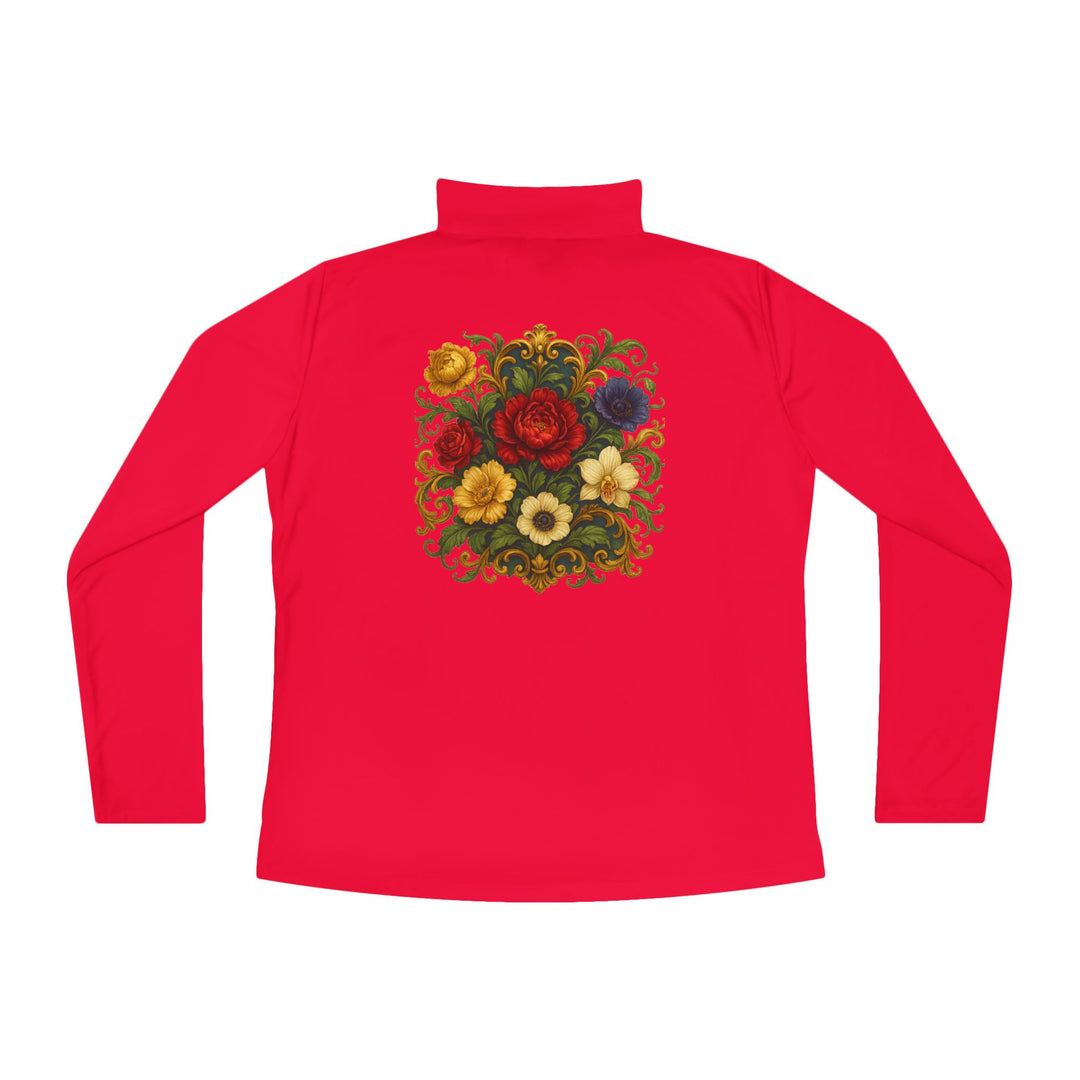 Floral Ladies Quarter-Zip Pullover – Get Cozy