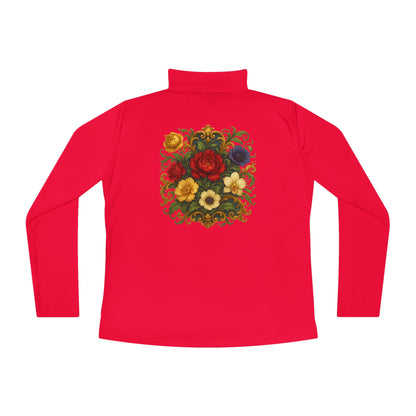 Floral Ladies Quarter-Zip Pullover – Get Cozy