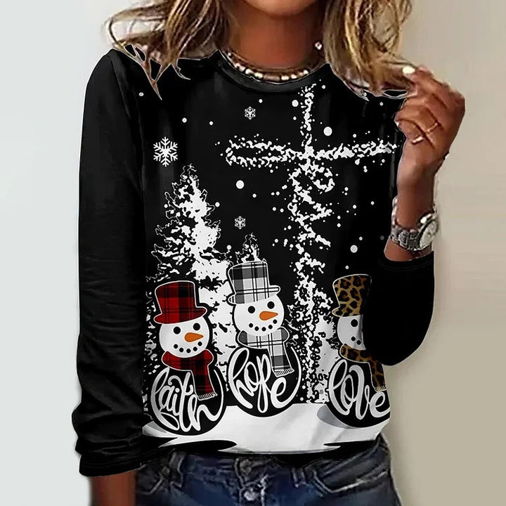 Women’s Retro 3D Print Long Sleeve T-Shirt comfortable everyday casual top