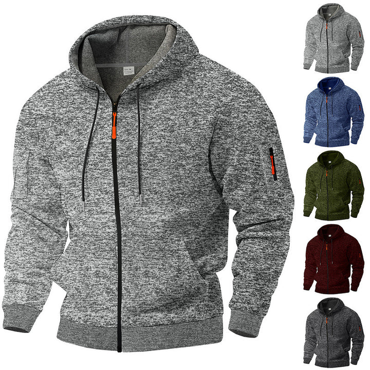 heavy fleece cargo sweater dark gray vintage sports aesthetic lifestyle shot