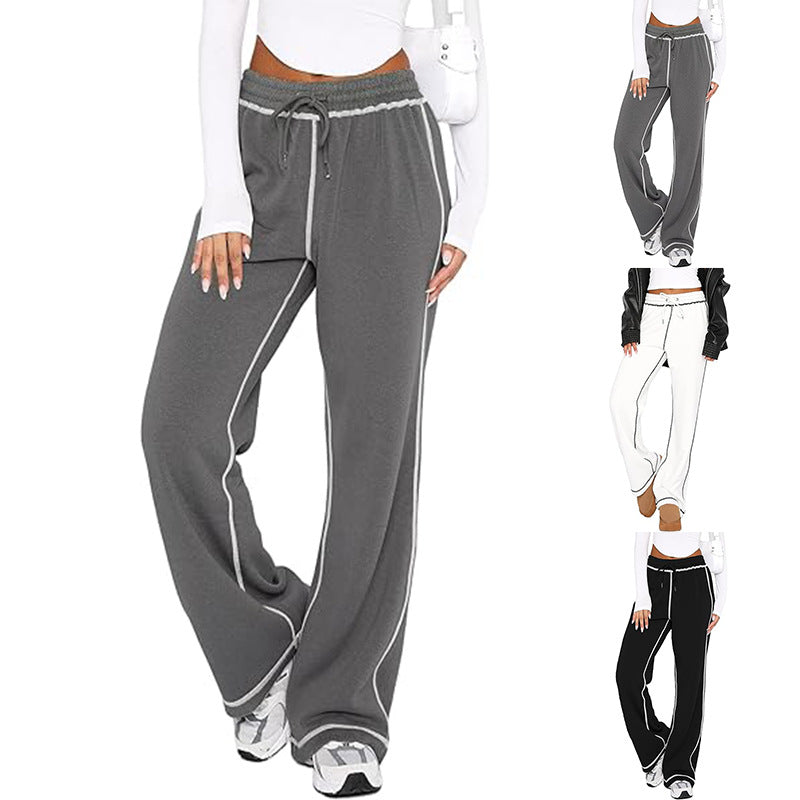 women’s cotton wide leg sweatpants street style neutral palette