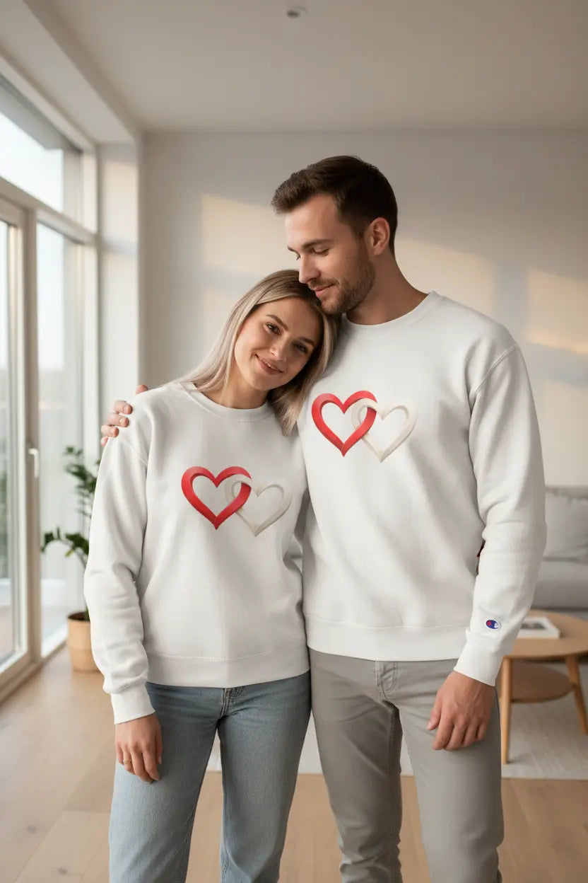 Valentine sweatshirt subtle heart graphic quiet luxury aesthetic