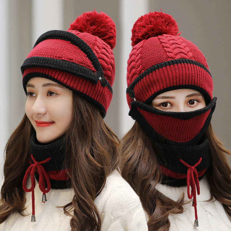 Winter Hat Set for Women - Warm 3pcs Knitted Style Look