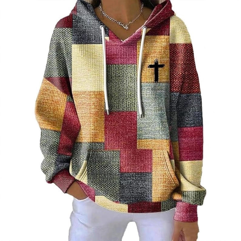Stylish casual women's plaid hoodie street style casual premium appearance