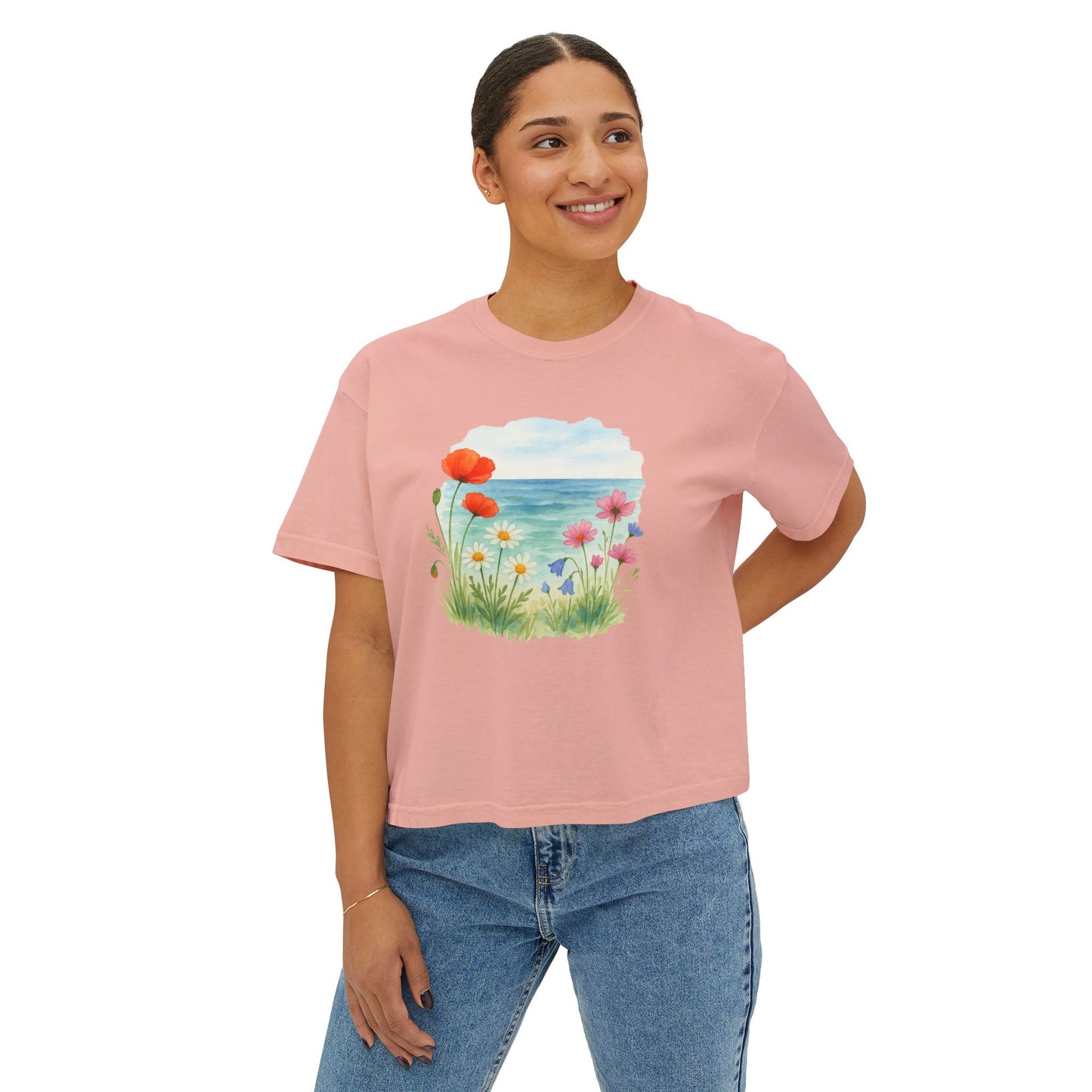 Women's Floral Boxy Tee: Summer Chic Meets Comfort