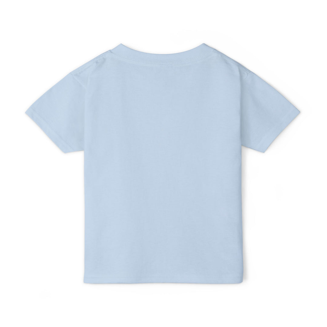 Back view of light blue toddler t-shirt