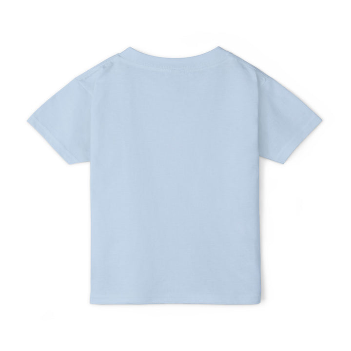 Back view of light blue toddler t-shirt