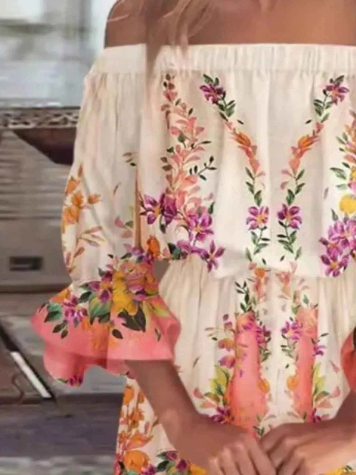 Blooming Beauty: Plus Size Off-Shoulder Mini Dress