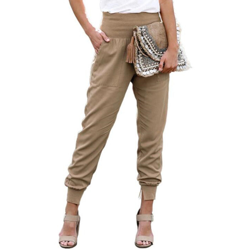 ankle length trousers high waist slim silhouette fashion look