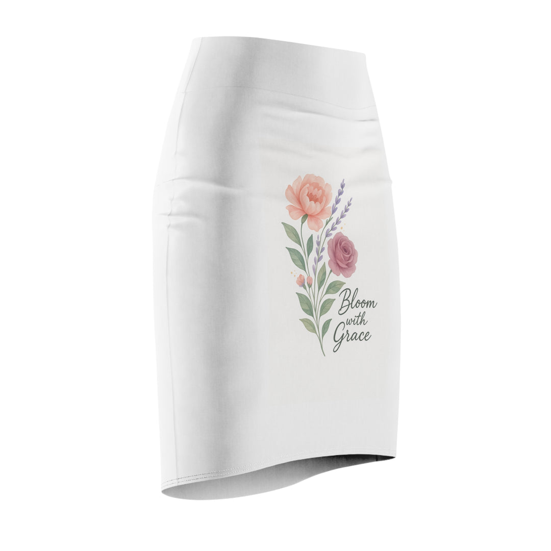 White skirt with floral design and &
