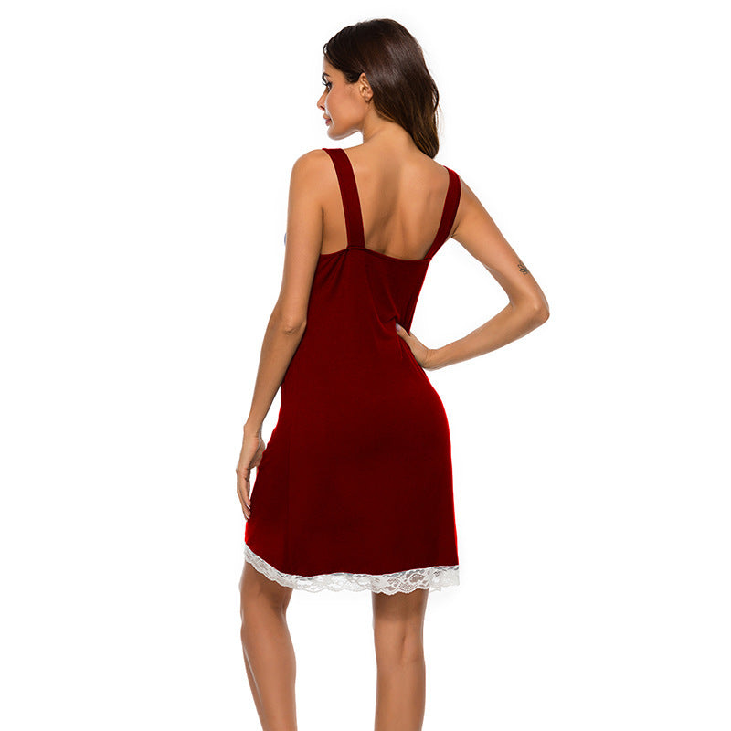 Lace nightgown original burgundy back product view