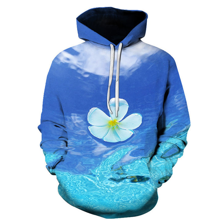 Rose Hoodie with Floral Print and Loose Fit Long Sleeve