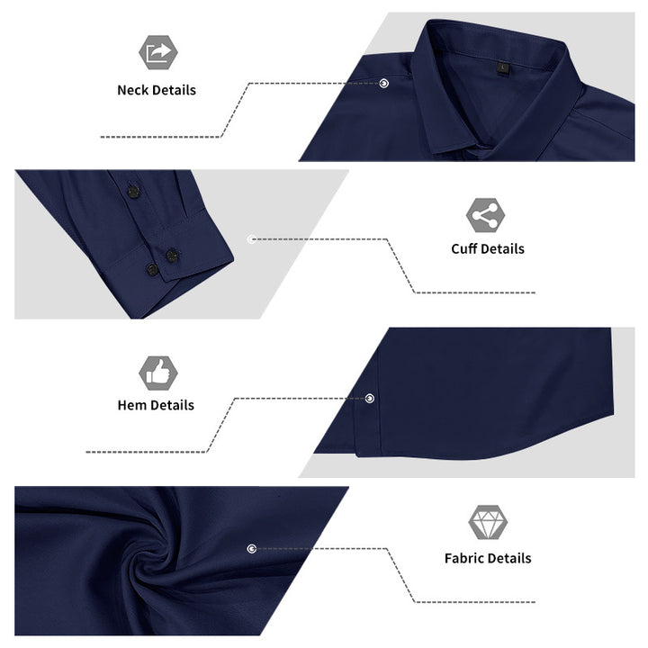 Mens Slim Fit Shirt Vintage Lapel Long Sleeve Plus Size
