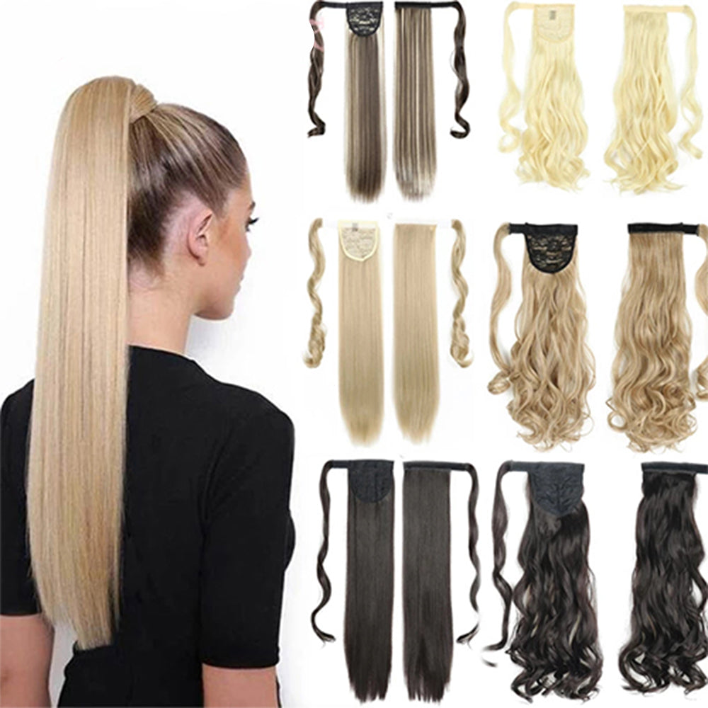 long straight ponytail extension neutral color blend