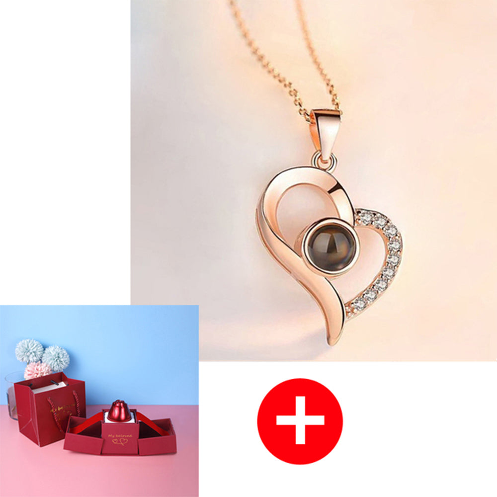 Metal Rose Necklace Gift Box for Valentine Jewelry Love