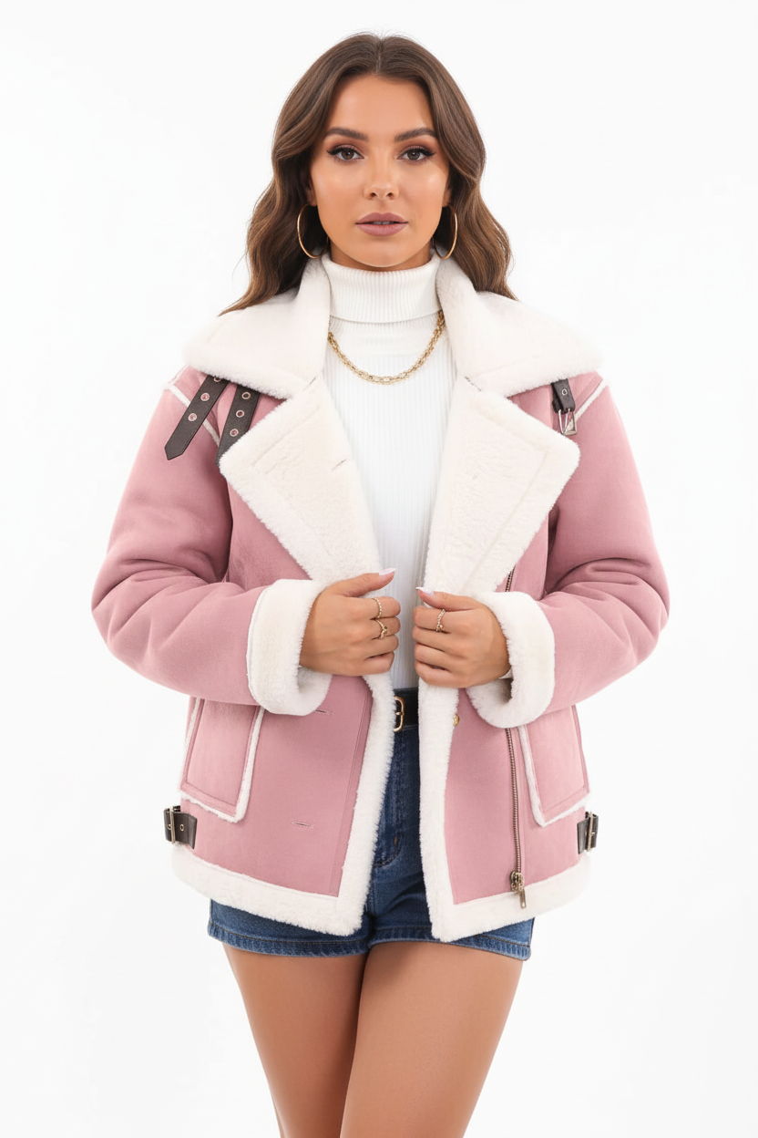 women's polo collar plush jacket back view dark gray relaxed drape perfect for layering