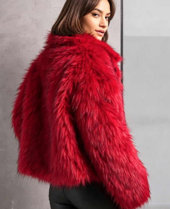 faux fur jacket catalog image 4 showing loose drop-shoulder styling with clear product details and option context for review.