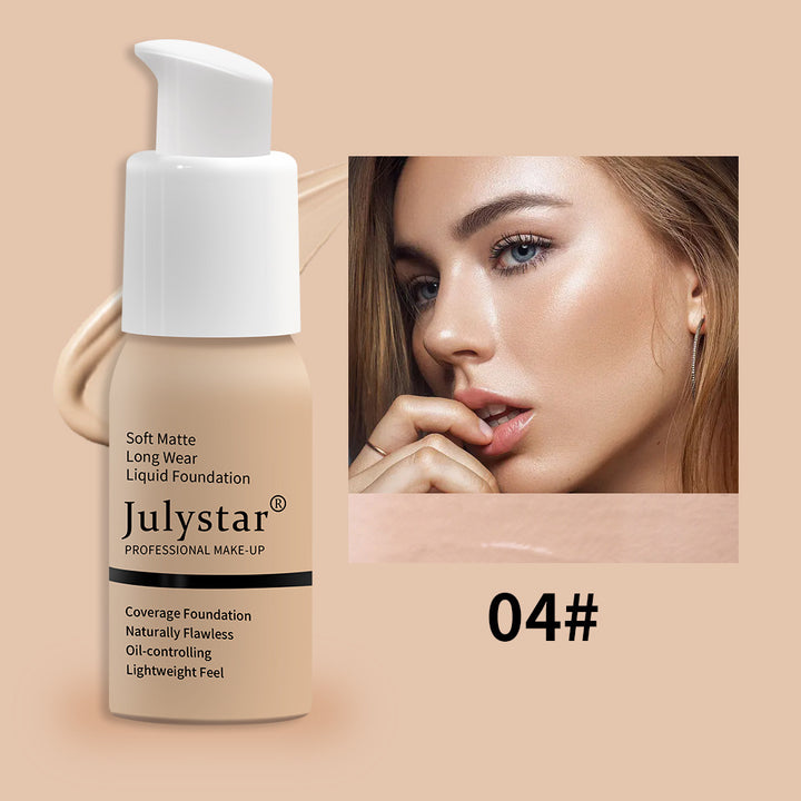 Matte foundation bottle with shade swatches for natural coverage and polished beauty look