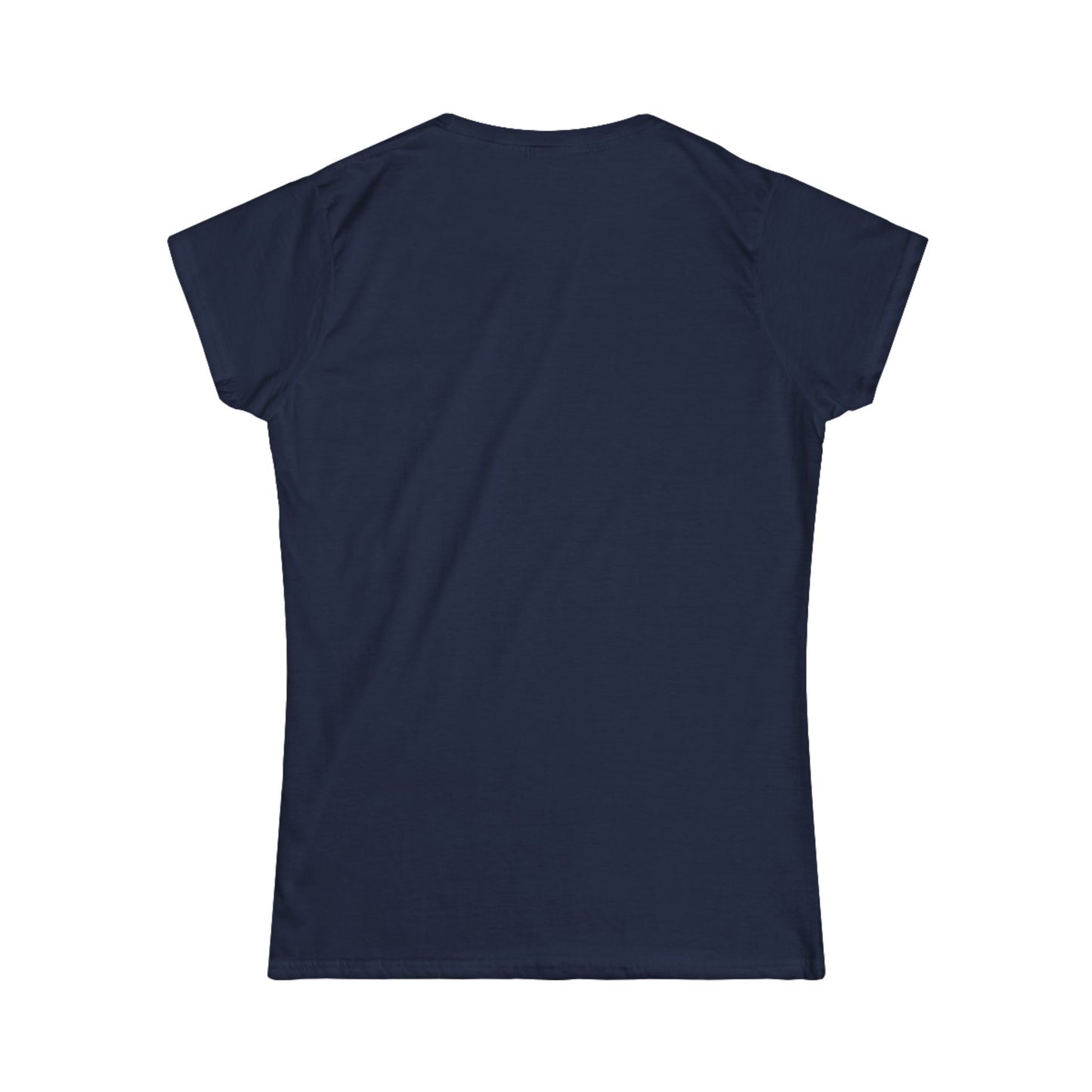 Women's navy blue softstyle tee back view