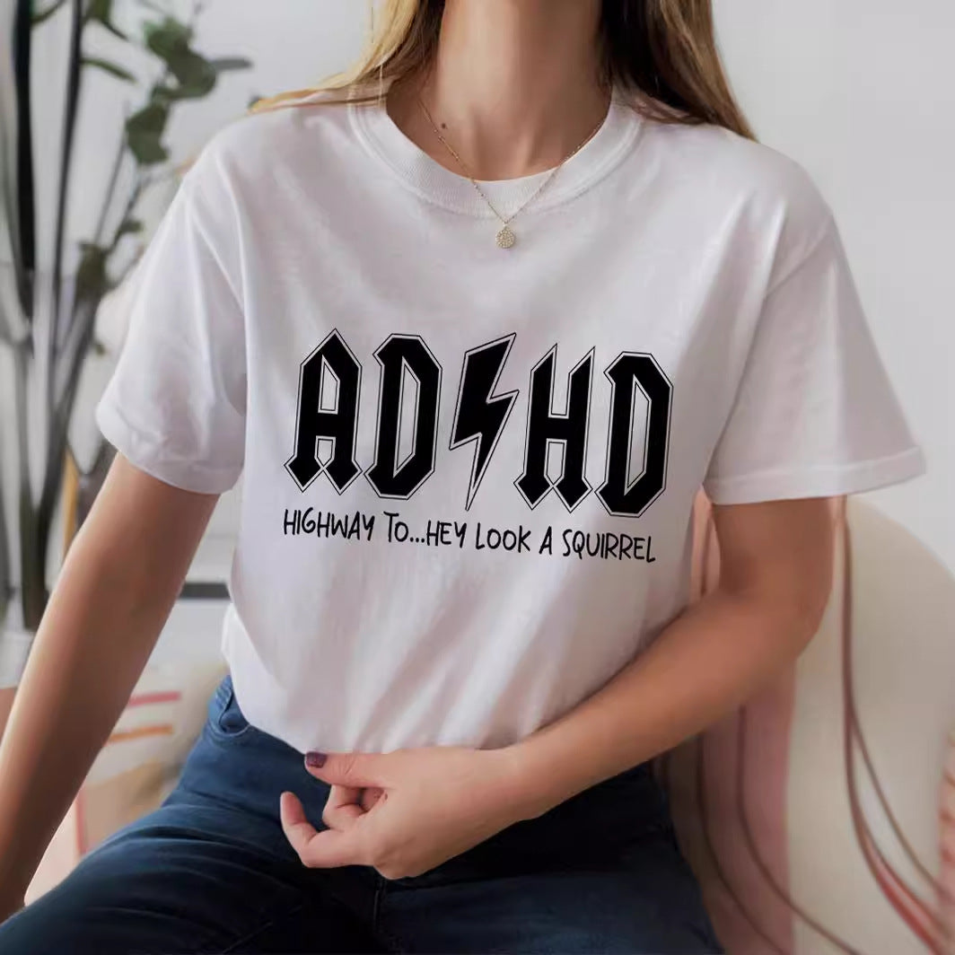 Rock style women t shirt loose cut everyday outfit