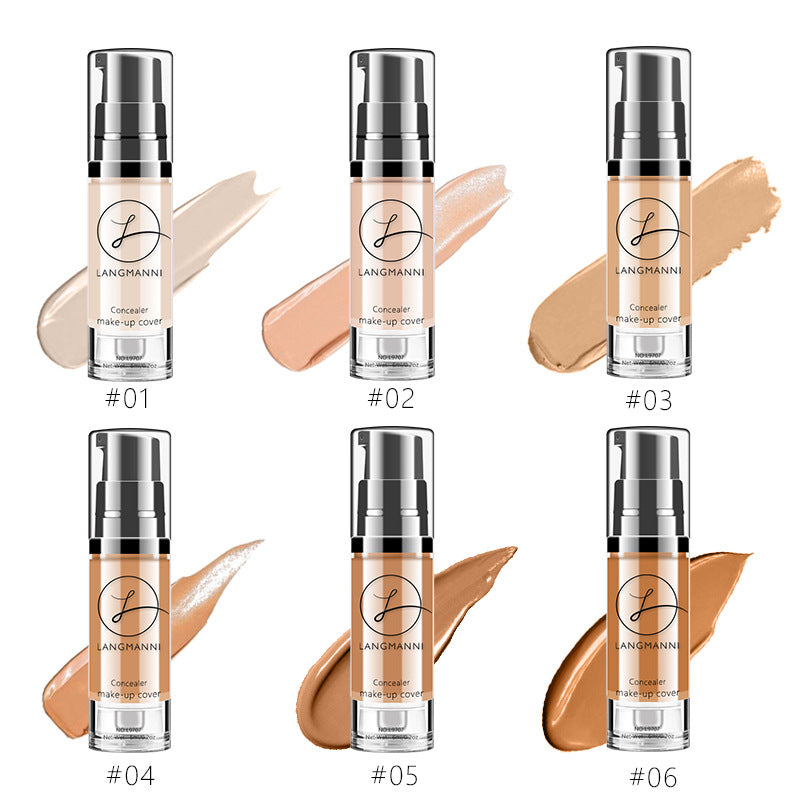 Close-up of visible concealer texture and pump packaging for a detailed look at product&