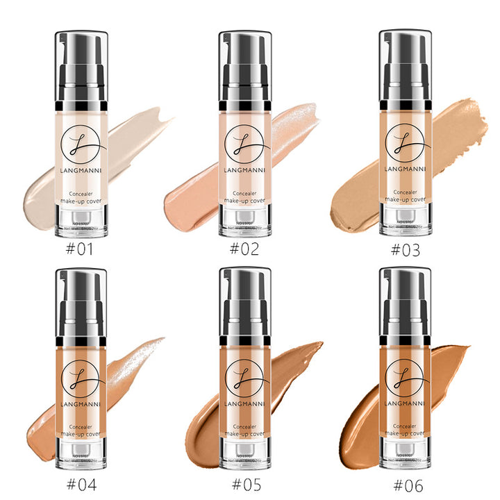 Close-up of visible concealer texture and pump packaging for a detailed look at product&