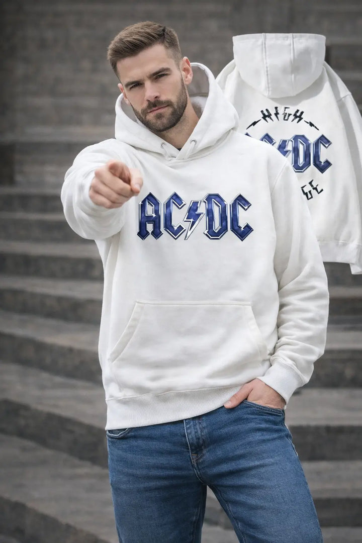 Retro band hoodie men relaxed fit long sleeve pullover