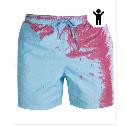 Men’s Color-Changing Beach Shorts – Quick-Dry Swim