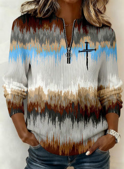 Christmas Print Women Sweatshirt Loose Winter Fleece Top