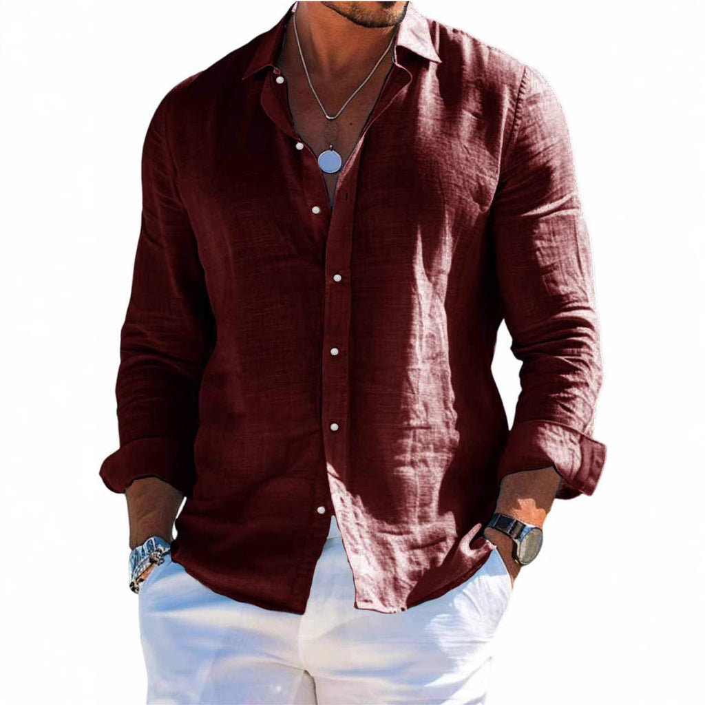 Men's Long Sleeve Shirts - Clean lapel look, beach