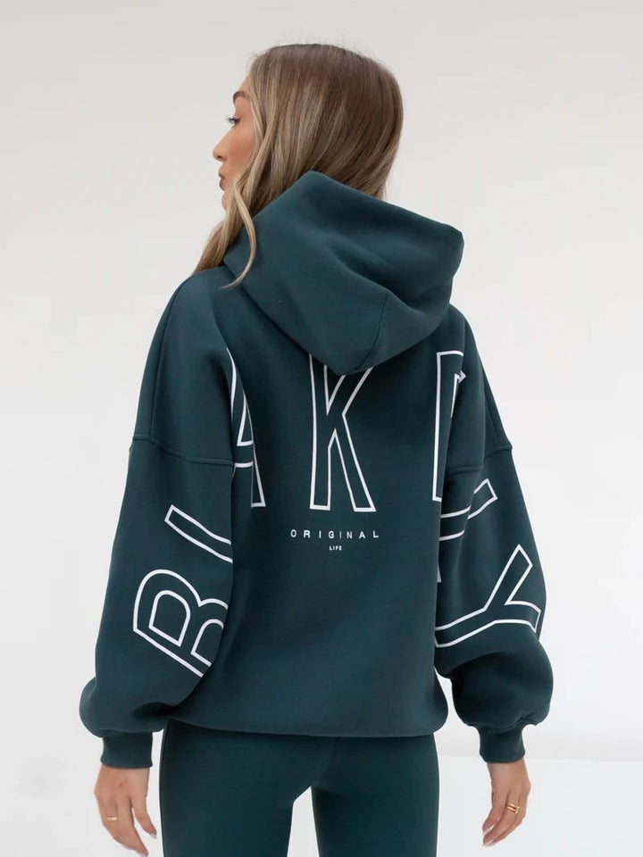 women oversized hoodie pocket detail front styling