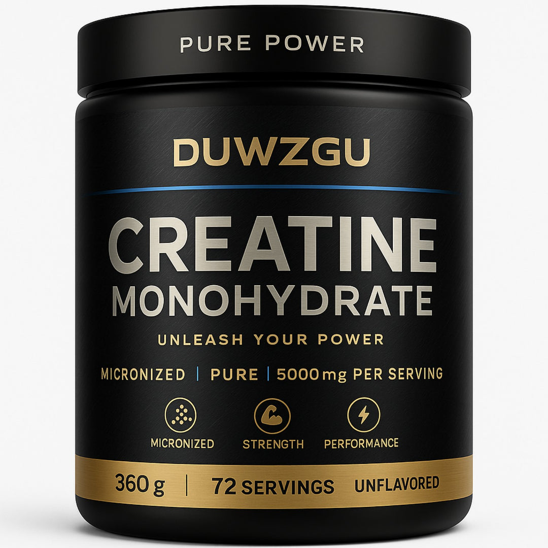 360g creatine powder container displayed with gym towel and water bottle