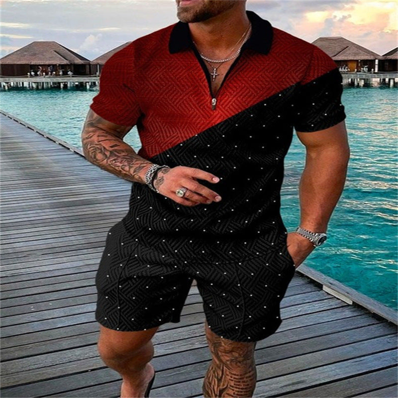 Men’s Breathable Short Sleeve Polo &amp; Shorts Casual