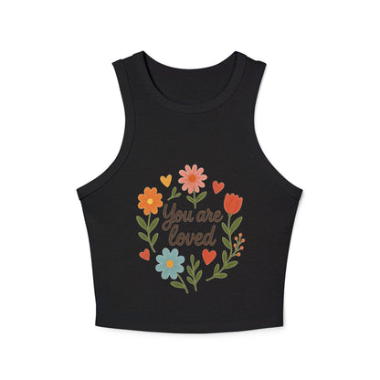 Women's Floral Quote Racer Tank – Ribbed Summer Fit